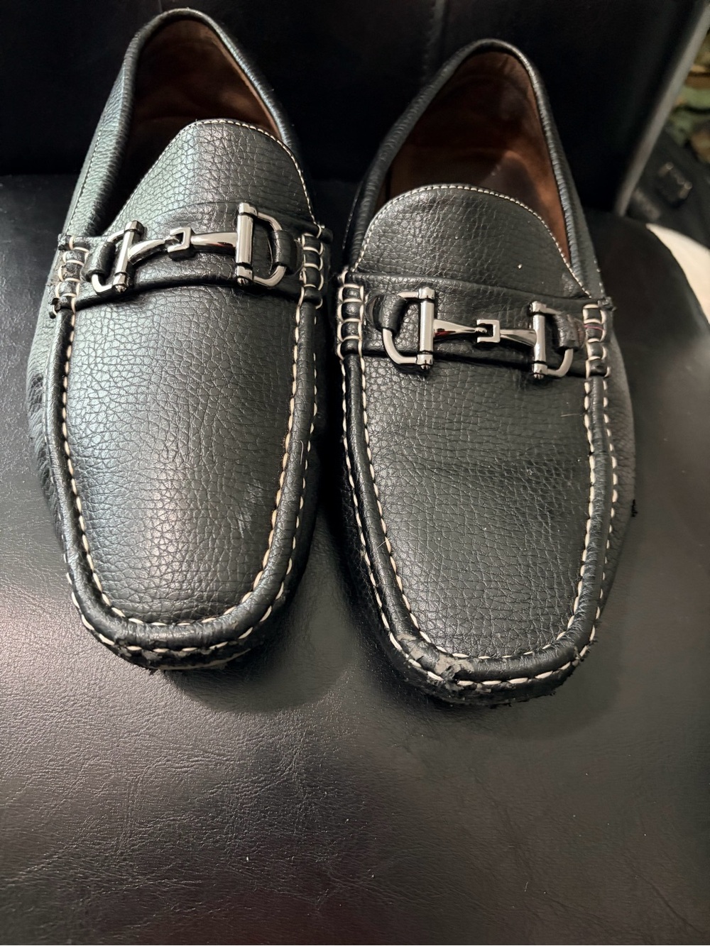 Men's Black Leather Bit Loafers